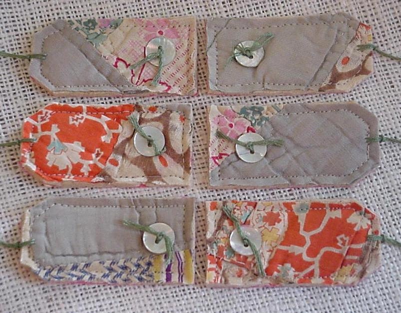 Antique Quilt Tags Shabby Rustic Hand Quilted Sage Green Gift Tags Everyday All Occasion Hang Tags itsyourcountry