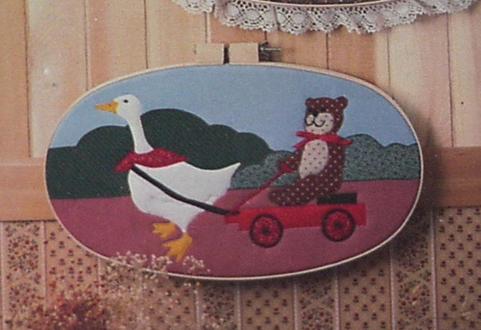 Hoop Art Applique Pattern Chums Goose Teddy  Bear Vintage Bette Ashley Designs Quilt Craft Pattern itsyourcountry