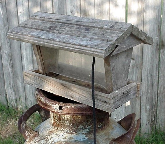 Barnwood Bird Feeder Vintage Weathered Woodland Rustic Garden Decor