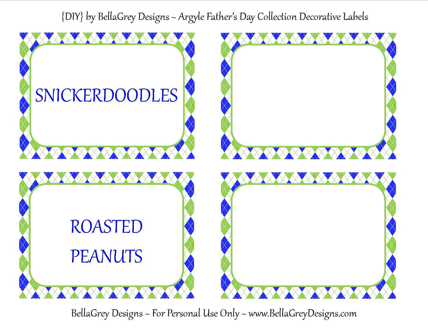 PRINTABLE Decorative Labels - Custom Argyle Father's Day Collection - BellaGrey Designs Il_170x135