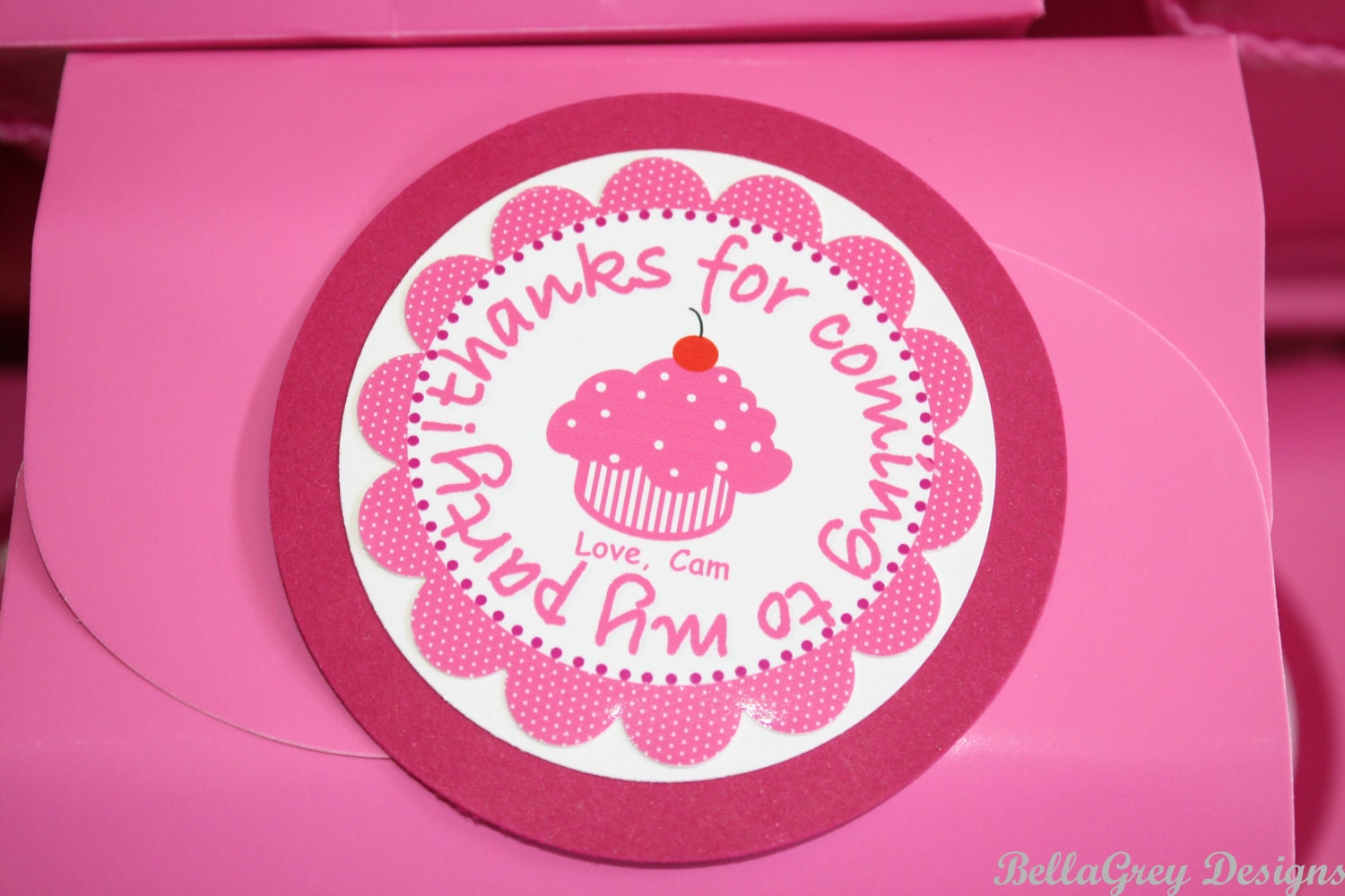 CUSTOM Party Favor Tags - Pink Cupcake - BellaGrey Designs Il_570xn