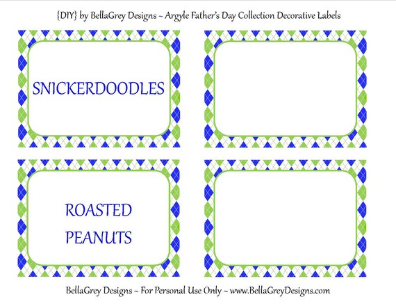 PRINTABLE Decorative Labels - Custom Argyle Father's Day Collection - BellaGrey Designs Il_570xn