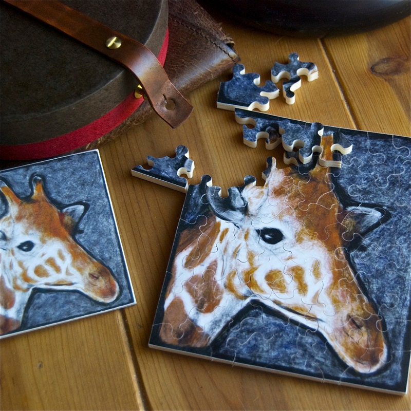 Jigsaw Puzzle, Handmade, Wooden, 38 pieces - "Giraffe"