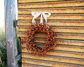 BURNT ORANGE & CHOCOLATE Brown Berry Wreath-Fall Autumn Door Wreath-Rustic Grapevine Wreath-Scented Spiced Cran Apple-Pick your Scent