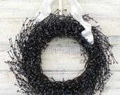 CARRIBEAN BLUE Berry Wreath-Spring Wreath--Rustic Door Wreath--Wedding Decor-Scented Cinnamon Vanilla-Choose Scent & Ribbon