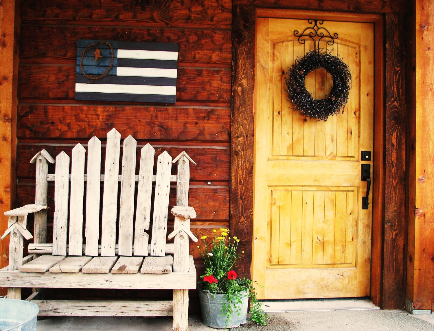 PRIMITIVE PATRIOTIC BLUE Door Wreath-Rusty Star Wreath-4th of July Wreath-Summer Wreath-Scented Cinnamon Vanilla-Choose Scent and Ribbon