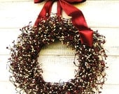 TOFFEE & CANDY APPLE Red Wreath-Rustic Home Decor-Summer Wreath-Fall Door Wreath-Scented Apple Cinnamon-Custom-Choose your Scent and Ribbon