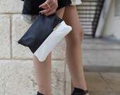 Leather bags-clutch bags - balck and white