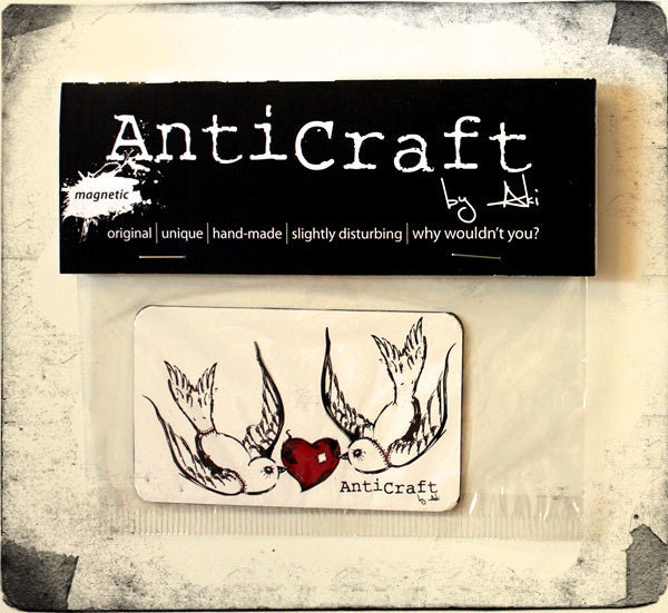 Love Heart & Zombie Swallows Fridge Magnet