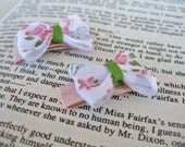 Baby Hair Clips-- Pink Floral Tuxedo Bow Baby Hair Snaps