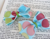 Baby Hair Clips-- Mod Blue Polka Dot Boutique Baby Snaps-- Set of 2