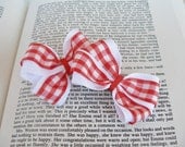 Baby Hair Clip-- Red Gingham Baby Snap Hair Bows Clips