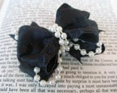 Fancy Hair Bow--  Black Double Ruffle Special Occasion Bow-- Mini Dress Up Layered Boutique Hair Bow