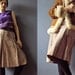 Vintage 70s Boho Suede Leather Tribal Southwestern Pleated Skirt, Folk Western Skirt, Sandstone, Nude Natural Hue