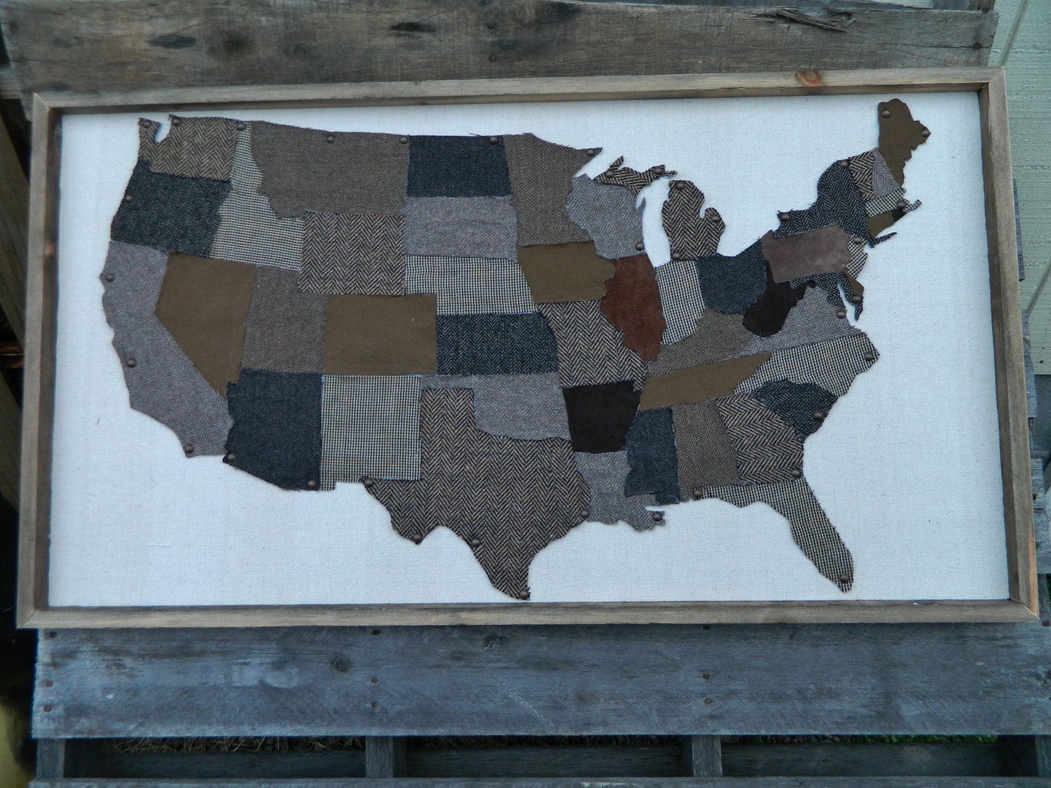 Tweedle Dee - upcycled tweed U.S. map