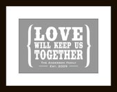 Custom Family Name Love Will Keep Us Together  5 X 7 Art Print & Mat