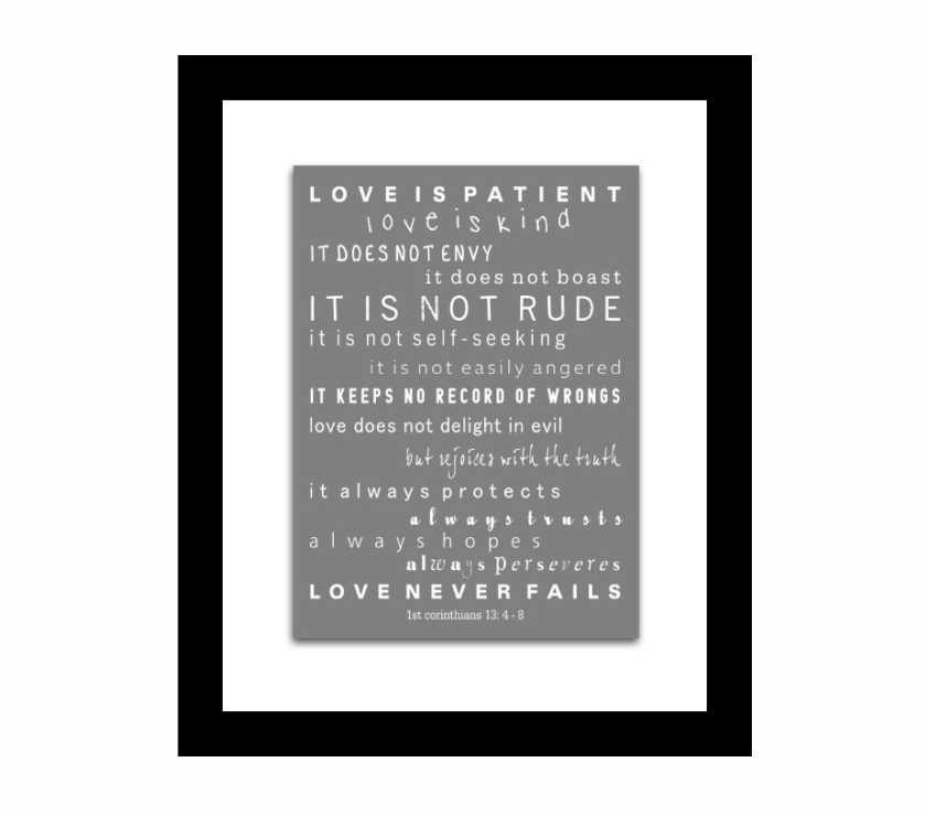 5 X 7 Scripture Wall Art Subway print - Love Is - 1st Corinthians 13, with white mat