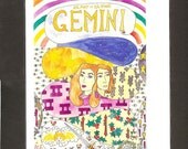 gemini birthday card zodiac star sign astrology horoscope symbols the stars greetings any occassion blank inside
