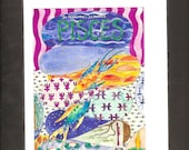 pisces birthday card zodiac star sign astrology horoscope the stars symbols greetings any occassion blank inside