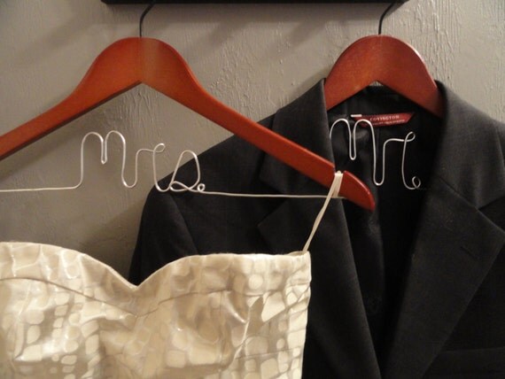 Wedding Wire Hanger Set - Mr.& Mrs. set of two personalized wire hangers