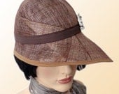 Retro summer hat, 20's hat, brown sinamay cloche, 1920's inspired hat, art deco fashion, vintage inspired, 20s accessory