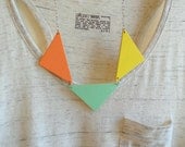 bunting triangle necklace - yellow, coral, mint - summer jewelry - modern - made to order