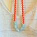 modern coral statement necklace - coral, light blue - made to order