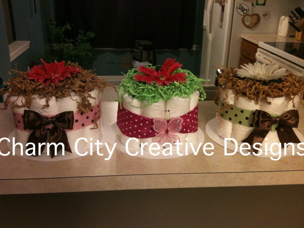 SALE Baby Diaper Cakes Decorations or Gift SALE pink blue green white yellow baby shower 