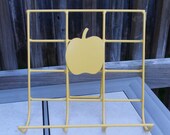 Upcycled Metal Cook Book Holder/Stand Country Cottage Shabby Chic kitchen yellow apple modern decor 