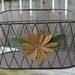 Metal Basket Brown with flower shabby chic cottage country upcycled wine holder carrier housewarming gift 