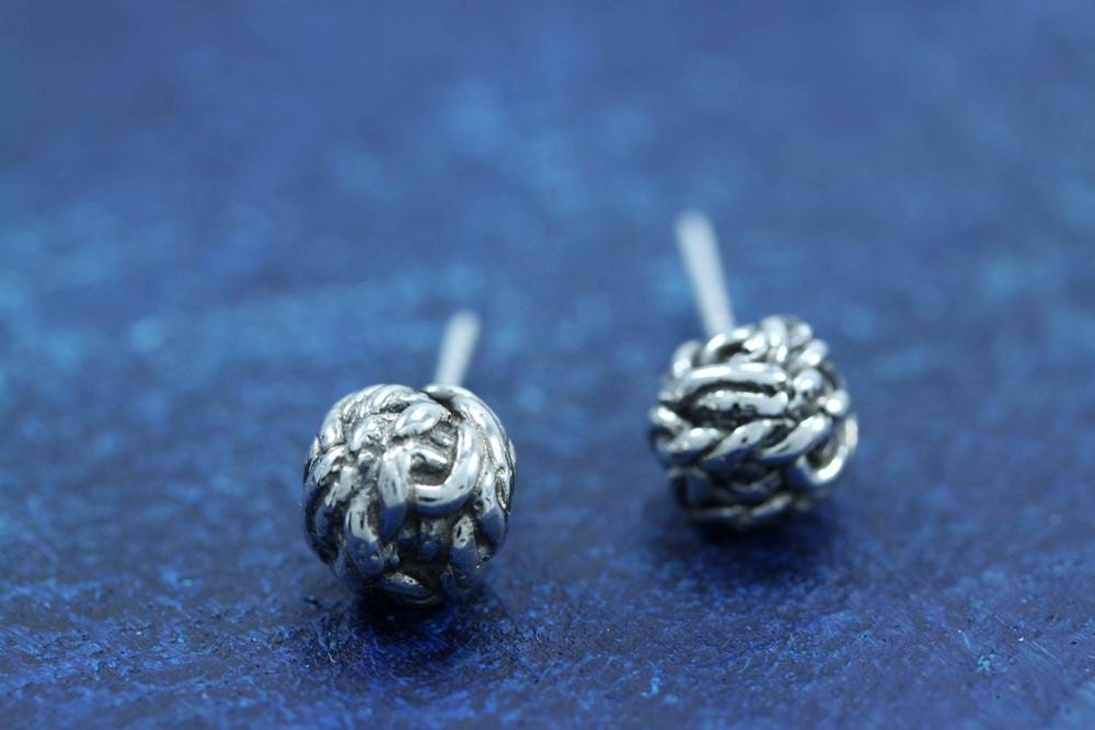 Sterling Silver Nautical Rope Ball Earrings