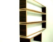 Modern Wall Shelf Decor for Home or Office Maple White Dark Brown Red Stripes Modular Book Shelves Floating Bookcase