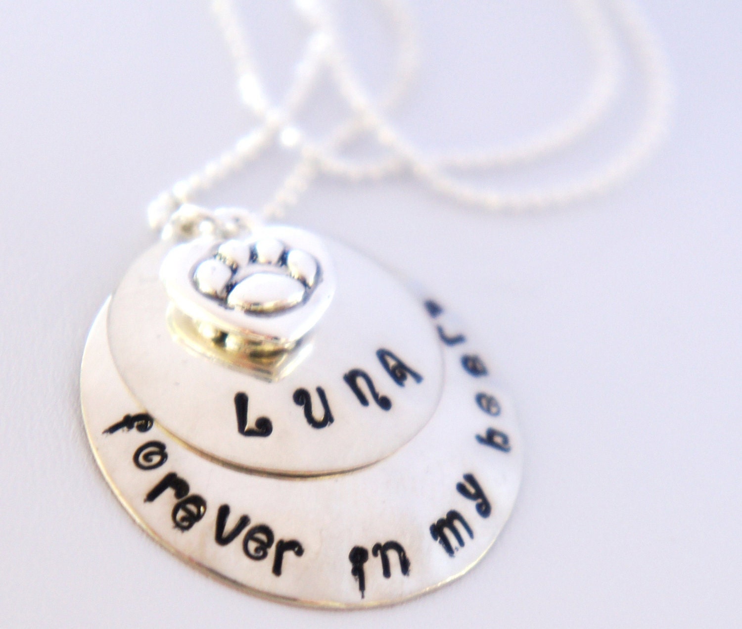 Personalized Pet Memorial Necklace Custom Hand Stamped Pet Loss Necklace In Memory of Cat or Dog Sterling Silver Name Jewelry