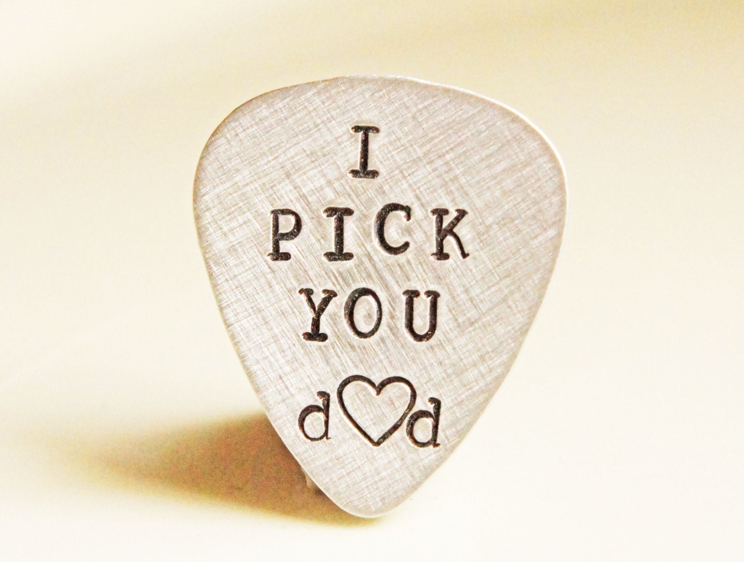 Personalized Guitar Pick - Aluminum Hand Stamped Custom Music Lovers Gift for Him - Fathers Day Gift