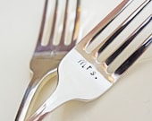 Keepsake Wedding Cake Forks Set - Mr. and Mrs. Hand Stamped Forks - Wedding Bridal Shower Gift