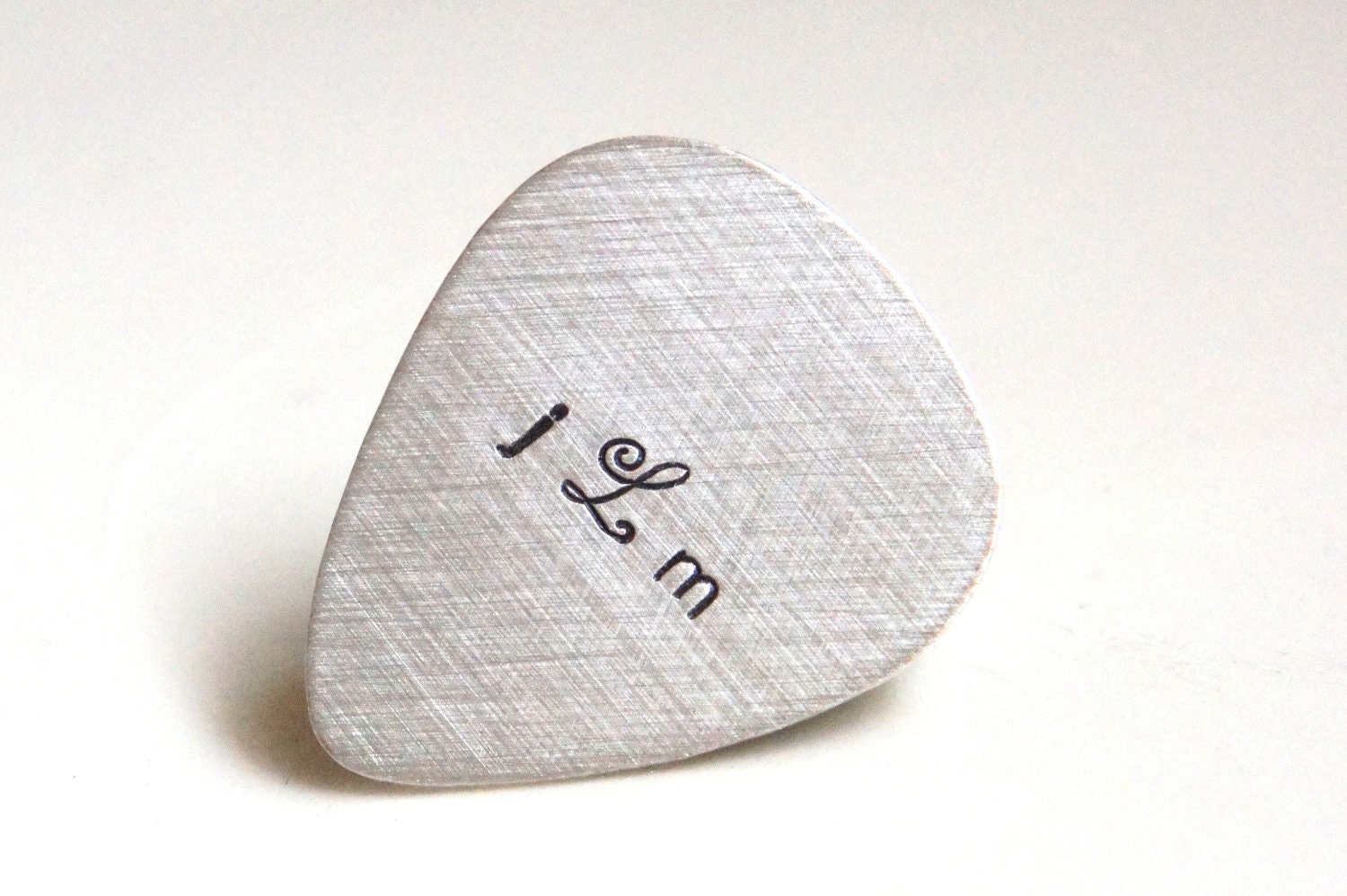 Custom Guitar Pick - Personalized Sterling Silver Hand Stamped Guitar Pick -  Music Lovers Gift for Him - Mens Gift
