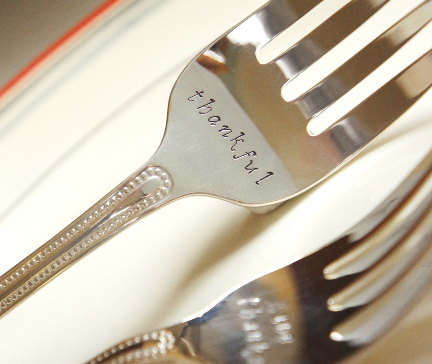Hostess Gift Personalized Fall Thanksgiving Flatware Servingware Set of 2 Hand Stamped Large Meat Serving Forks Customized Turkey Ham Fork
