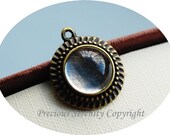 6 pcs Antique Brass Vintage Cabochon Base Setting sets with Matching glass cameos Filigree Pendant 12mm code:B277