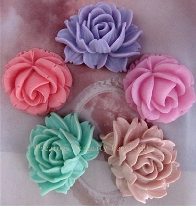 5 PCs 45x35mm & 38mmFabulous Cameo Resin flowers Grandifloras in 5 Colors Suitable for Cabochon Pendant Charm Craft CODE RS11