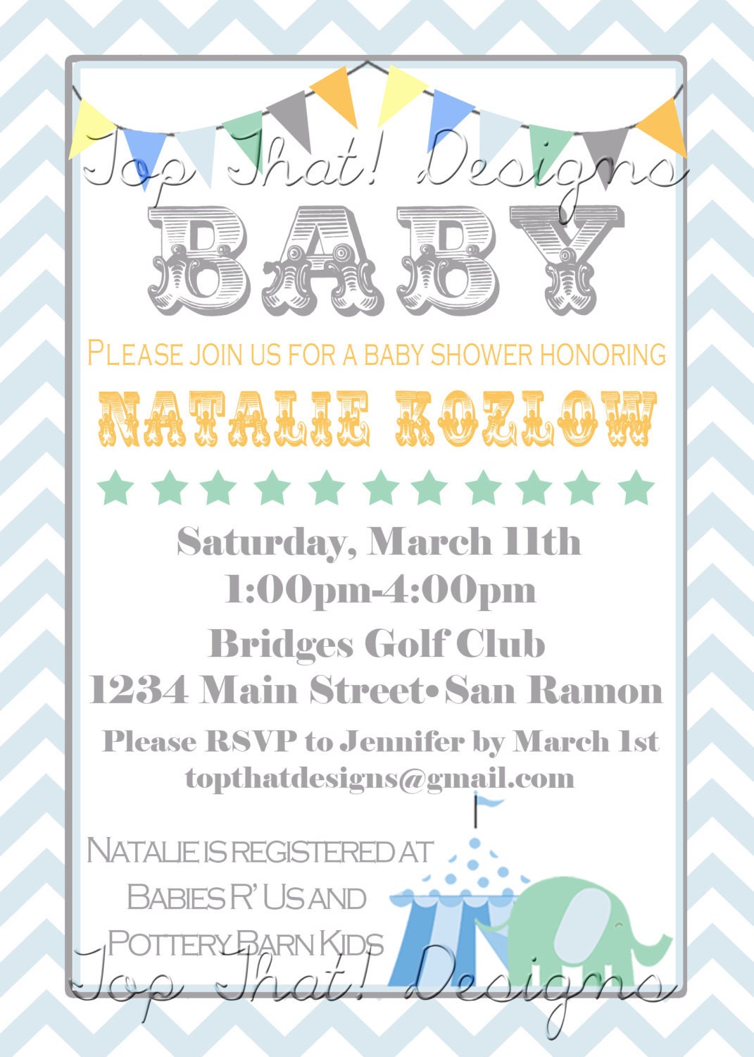 Circus/Carnival Baby Shower Invitations- Printable