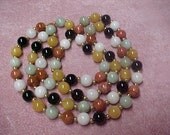 Vintage Multi-Color Genuine Jade and Jadeite Necklace 30" 14K YG With Matching Bracelet