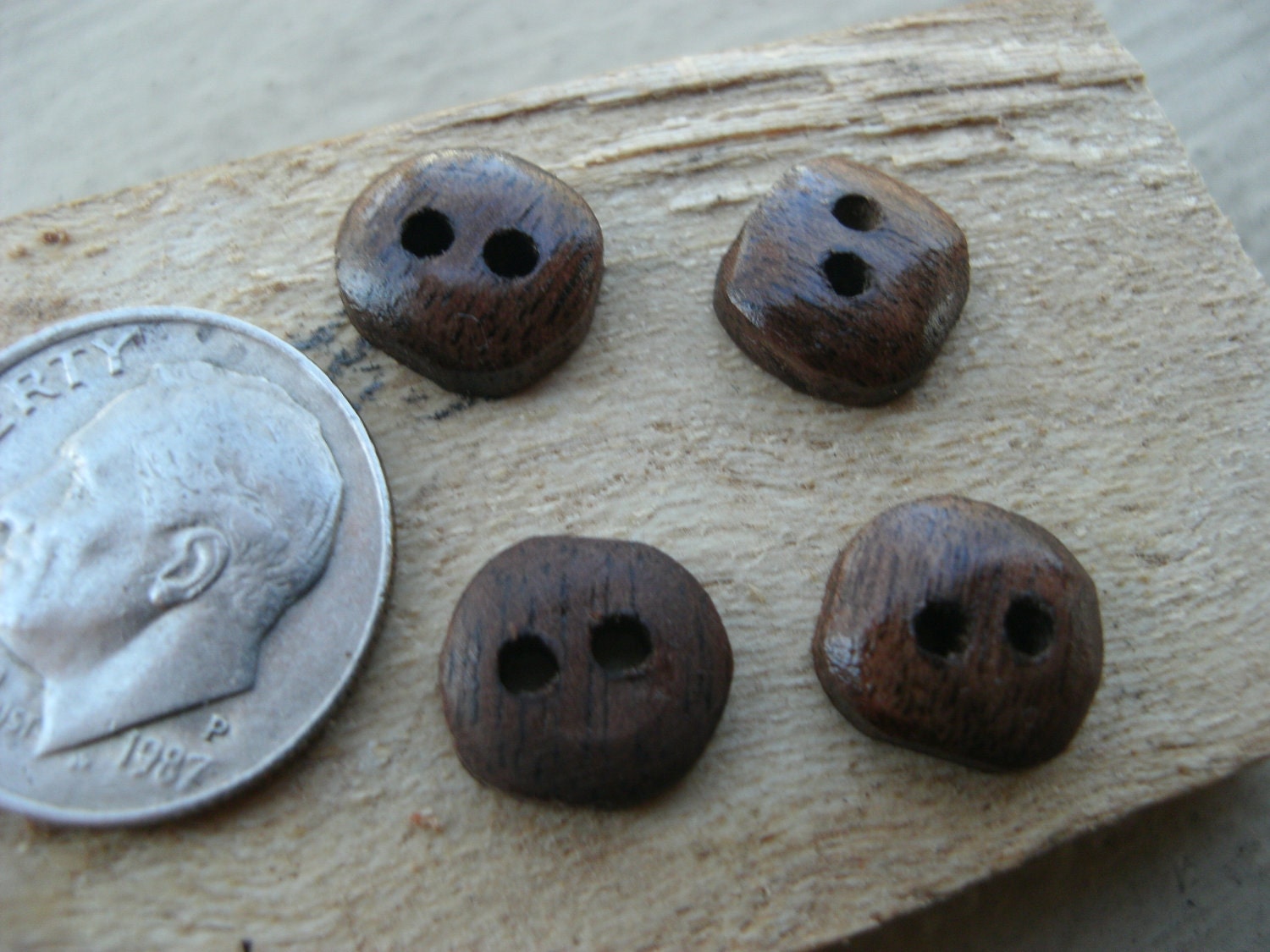 Tiny Wood Buttons Black Walnut (3/16 inch)