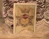 Vintage French Design Handmade Cards Adormed with Bling on Parchment