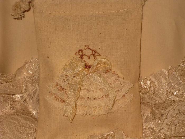 Muslin Wedding Shower Party Favor Gift Bag Wedding Dress Lace Collection ECS
