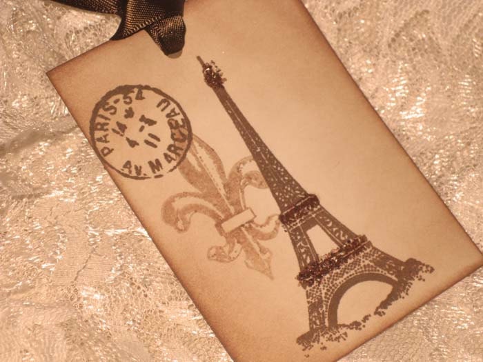 Vintage Inspired Double Image illusion Eiffel Tower Gift Tags Wish Tree Tags ECS