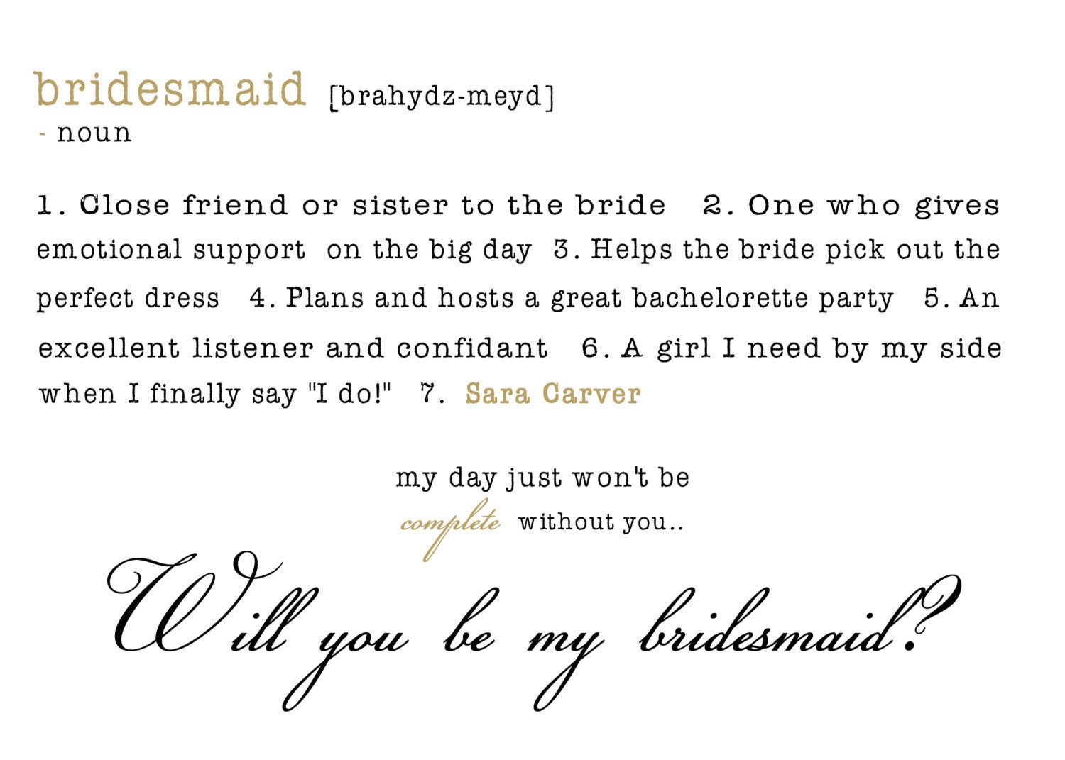 Will you be my Bridsmaid - Bridesmaid Cards