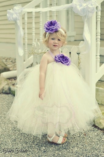 Wedding Belle Flowergirl Tutu Dress - Ribbons N' Royalty Couture Collection - Weddings, Baptism, Photo Prop