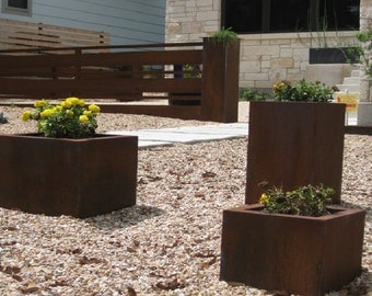 12" Cube Steel Planter