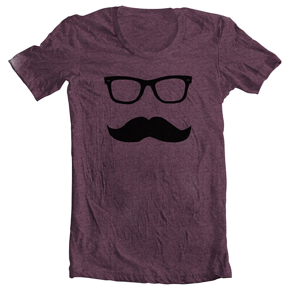 Unisex T Shirt Mustache Wayfarer American Apparel Tee XS, S, M, L, XL 9 COLORS