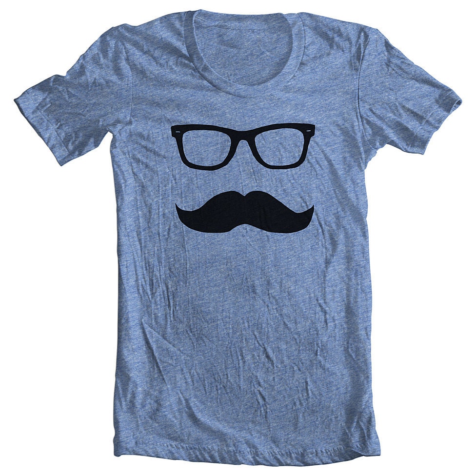 Unisex T Shirt Mustache Wayfarer American Apparel Tee XS, S, M, L, XL 9 COLORS